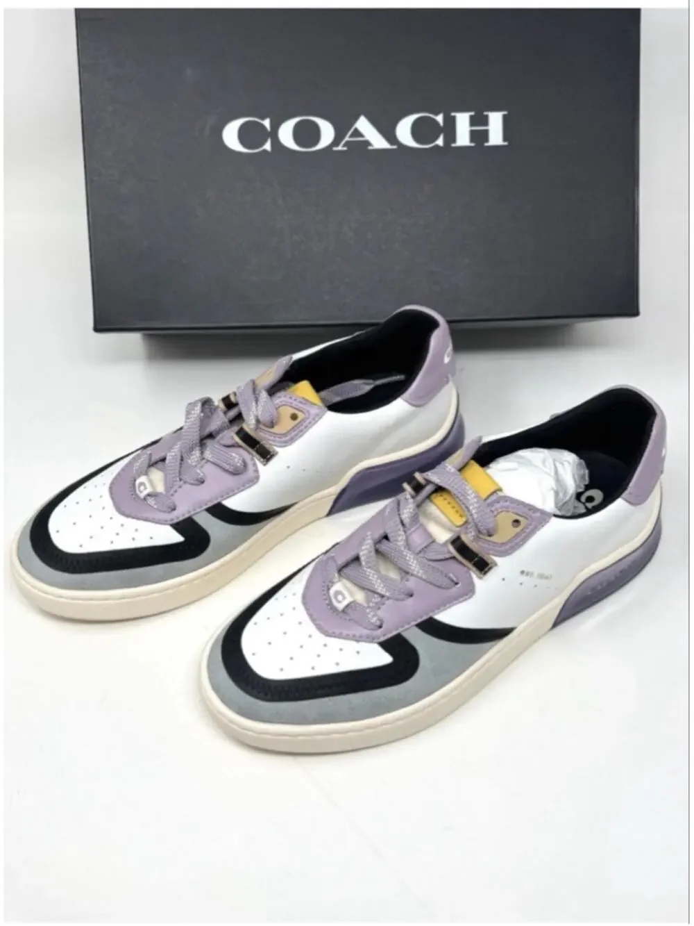 Coach Citysole Sue Court Sneakers 7.5 White/Soft Lavender - Picture 1 of 8